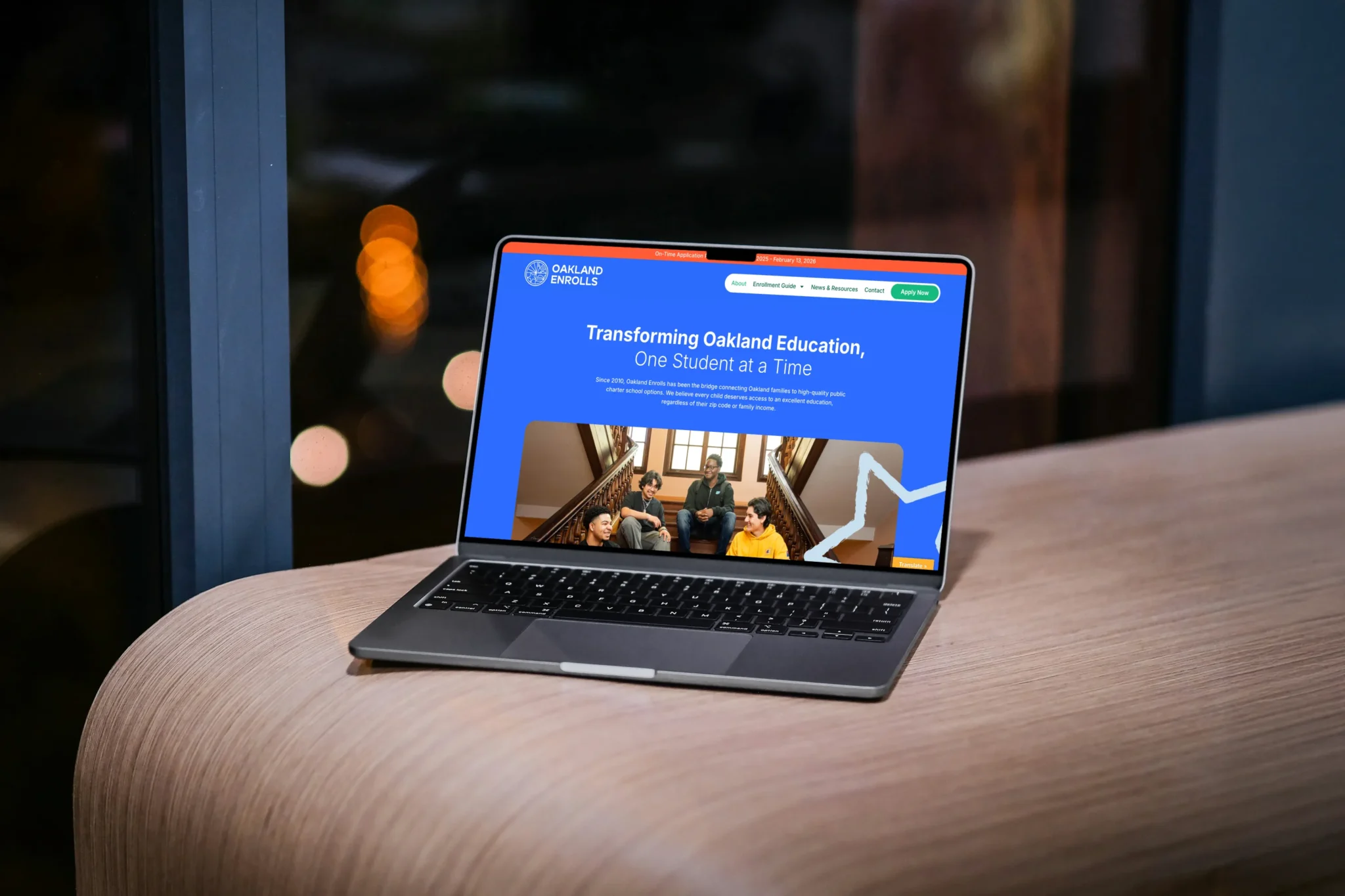 Oakland Enrolls website displayed on a laptop